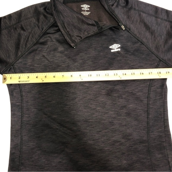 Umbro Womens Funnel Neck Side Zip Fleece Lined Sweatshirt L Thumb Holes Black - Picture 6 of 10